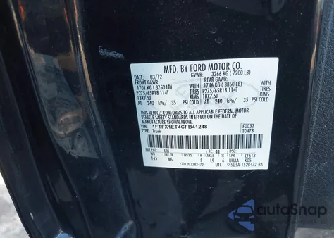 2012 Ford F-150 Xlt from USA, damaged, VIN 1FTFX1ET4CFB41248